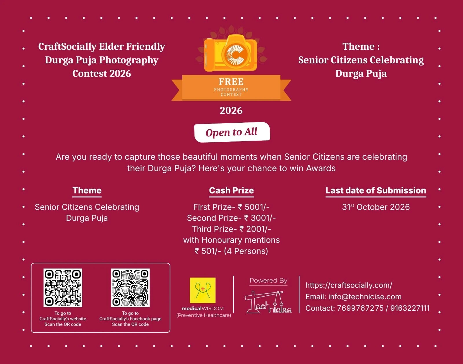 CraftSocially Elder Friendly Durga Puja Photography Contest 2026